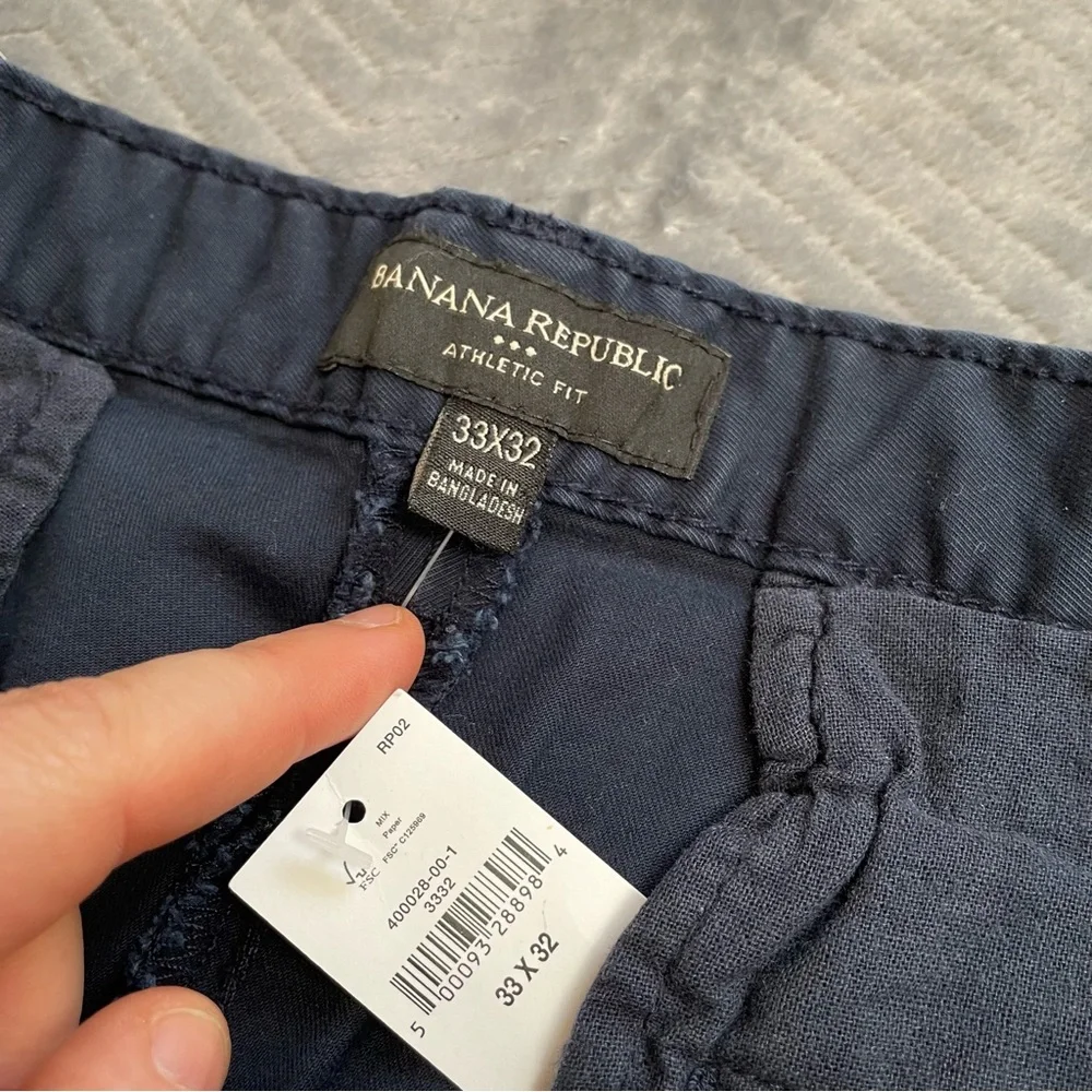 Banana Republic Pants NWT‎ 35x32 Men’s Lived In Chino Navy Blue Athletic Fit